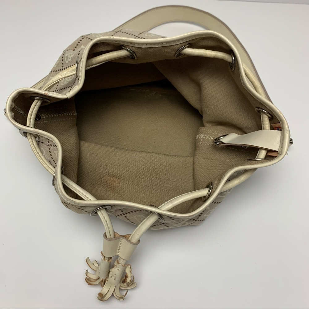 Dooney & Bourke Handbag Drawstring Bucket Tote Hobo Monogram Y2K Purse [Stained] - Picture 10 of 16